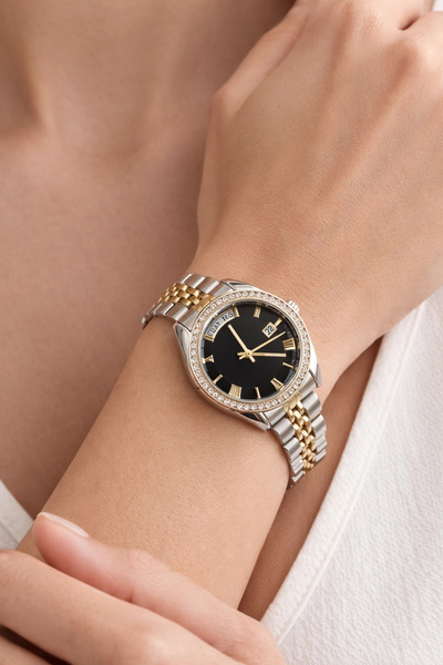 naaksesuar Double Color Black Dial Luxury Women's Watch