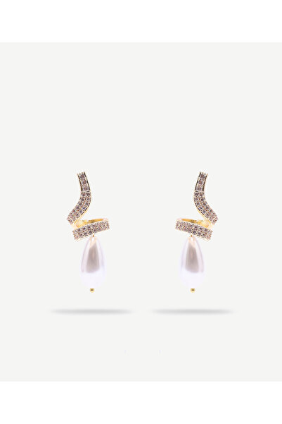 Yargıcı Cam Taş Ve İnci Detaylı Küpe