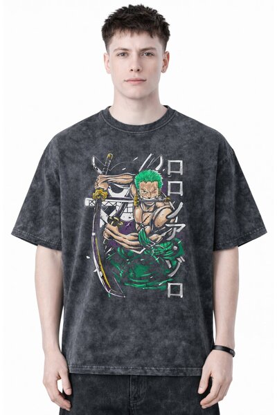 SEVBANO Design Roronoa Zoro One Piece Anime Printed Unisex Oversized Vintage ...
