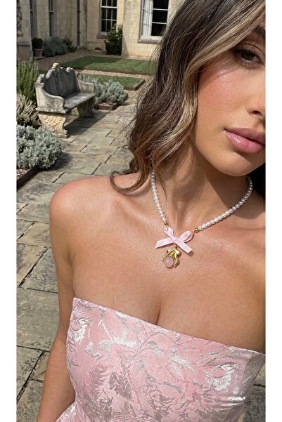 Sukugift Pembe Kurdeleli İnci Kolye