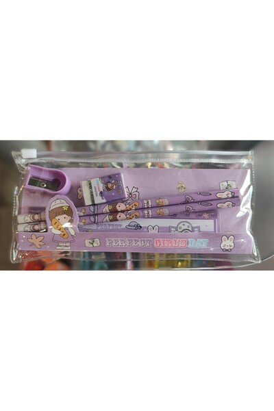 ada çanta kırtasiye مجموعة أقلام رصاص للطلاب، وممحاة، ومبراة أقلام، ومسطرة AD...