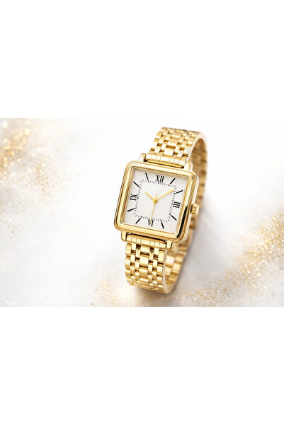 naaksesuar Gold Color Square Dial Classic Women's Watch