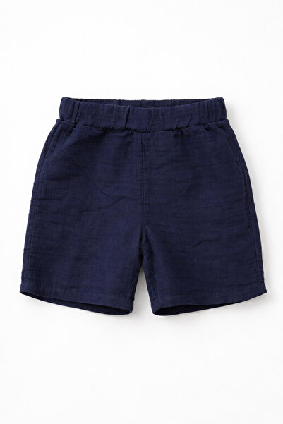 BALKABAĞI Pantaloni scurți din muselină bleumarin (2-8 ani)