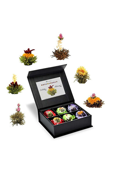 Creano Set cadou ErblhTee, cutie magnetică neagră + 6 mixuri de bile de ceai ...