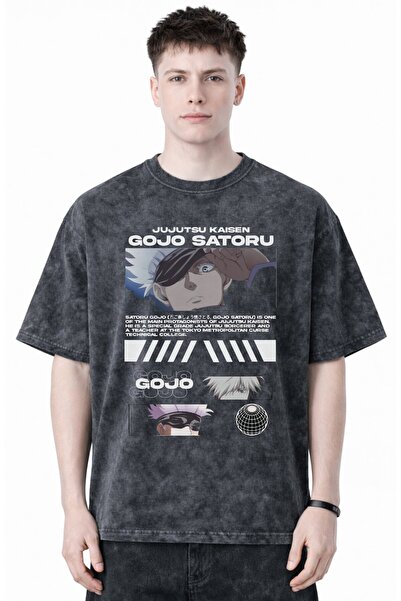 SEVBANO Design Jujutsu Kaisen Gojo Satoru Anime Printed Unisex Oversized Vint...