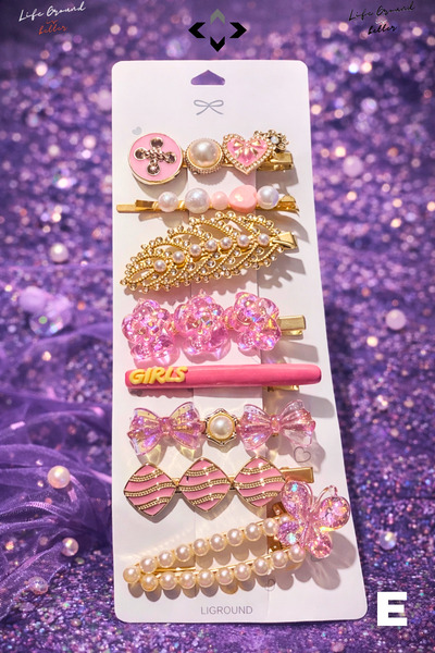 LİGROUND Set de 8 agrafe pentru femei, cu perle colorate și pietre F detaliu ...