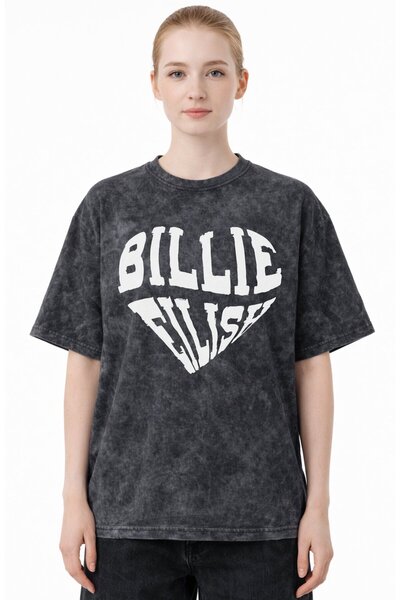 SEVBANO Heart Themed Billie Eilish Singer Printed Unisex Oversized Vintage Wa...