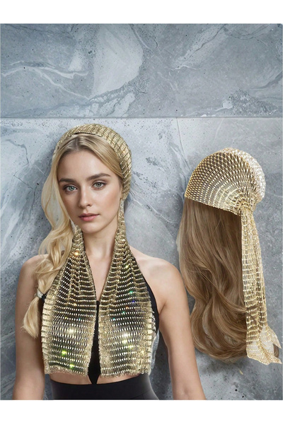 PERLMUTT Women's Stone Hairnet Bandana Crystal Stone Hair Accessory Bridal Fe...