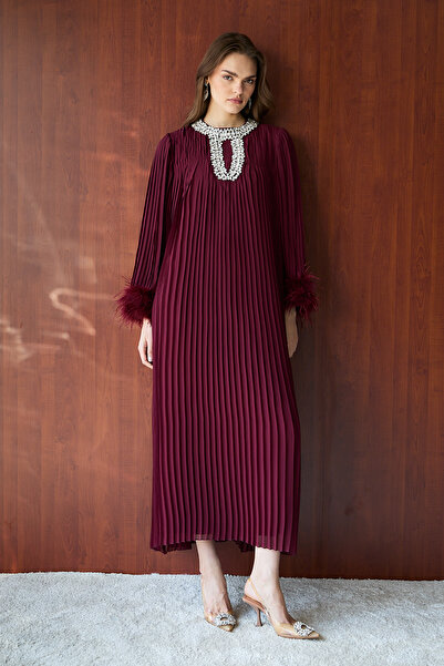 Melike Tatar Taşlı Piliseli Elbise 32-2659