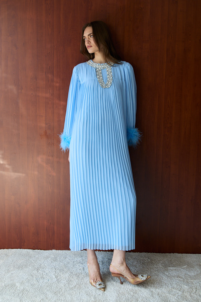 Melike Tatar Taşlı Piliseli Elbise 32-2659