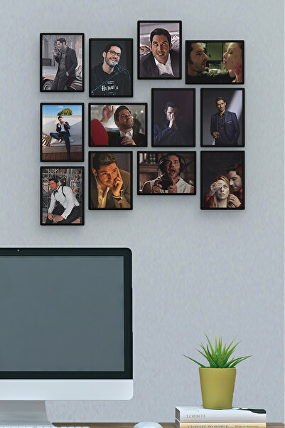 Omotasarım Lucifer 12 Parça MDF Mini Tablo Seti – Modern Duvar Dekoru