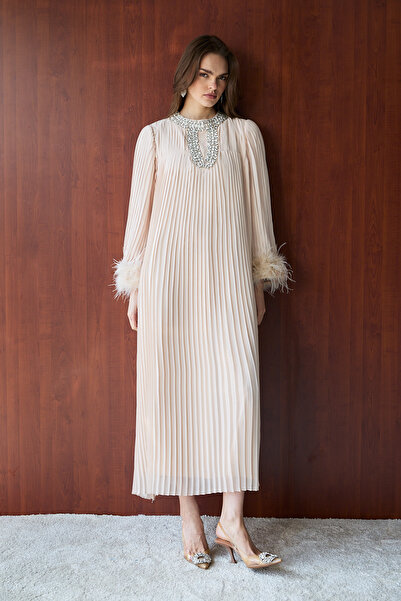 Melike Tatar Taşlı Piliseli Elbise 32-2659