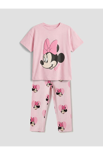 LC Waikiki تي شيرت وبنطلون ضيق للفتيات من Özmarka New Season Minnie Mouse مطبوع