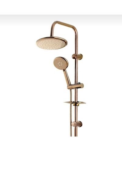 banyosepeti Bakır Duş Seti Bron Duş Sistemi Batarya Dahil Komple Set Rose Bak...
