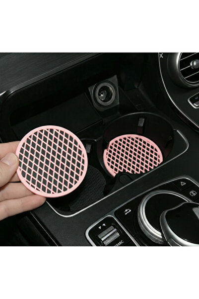 Çiçek Antalya حامل أكواب للسيارة مقاس 6.8 سم أسود وردي اللون، حامل أكواب من ا...