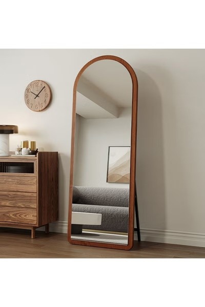 Mtanvxay 160x60cm Arched Full Length Floor Mirror, Wooden Frame Standing/Lean...