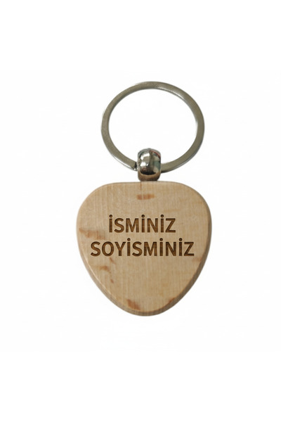 Kalp Ahşap Anahtarlık İsim Soyisim Yazılı