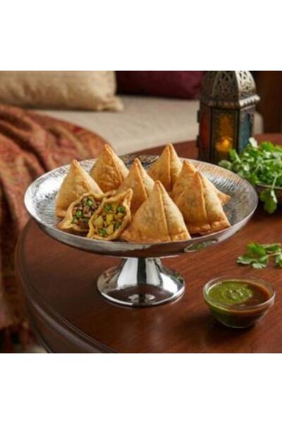 Generic صحن ستاند تقديم فضي فاخر بقاعدة مرتفعة (30 سم)