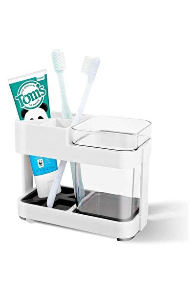 Arabest 1 PCS Toothbrush Holder with 1 Cups, 3 Slots, for Bathroom Organizati...