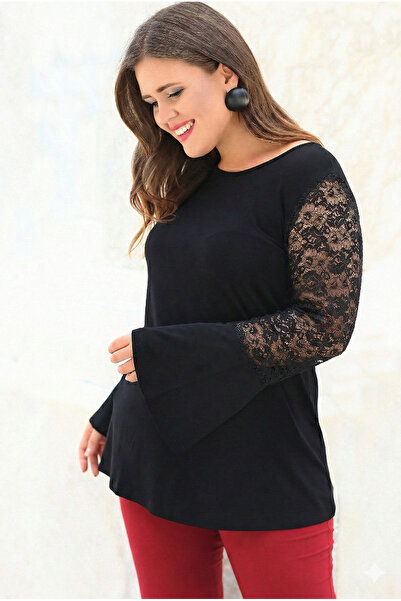 Curvy Trend Plus Size Pazu Lace Spanish Sleeve Blouse
