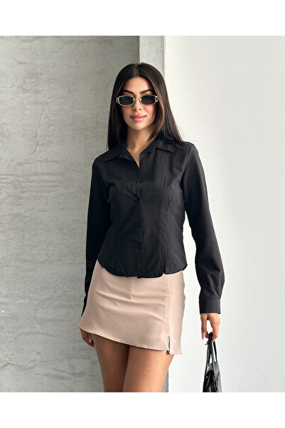 FERZOLAİO Fit Cut Buttoned Black Shirt