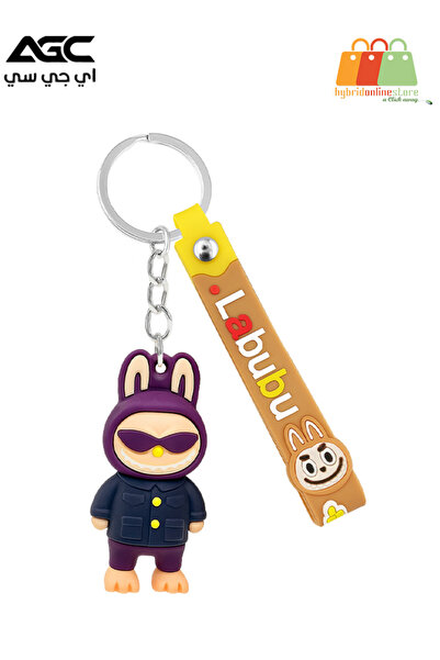 AGC Labubu Cartoon Keychain with Strap and Figure, PVC Bag Charm Key Holder A...