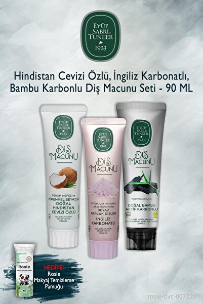 Eyüp Sabri Tuncer جوز الهند، كربونات، بامبو عبوات 90 مل معجون أسنان، روزي