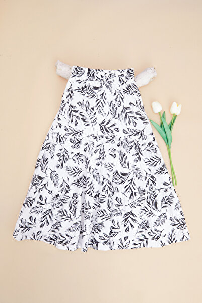 Fulla Moda Leaf Patterned Layered Girls' Skirt with Elastic Waist