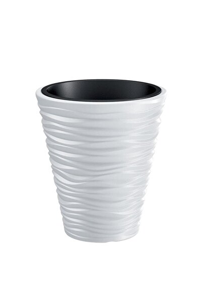 Strend Pro Ghiveci decorativ de flori, rotund 34.5x38.5 cm, alb, Sand