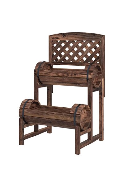 ART Decorative planter with support for climbing plants, wood, 2 levels, barr...