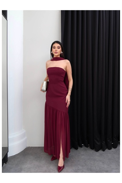 ESRAHELVACI detaliu din tul Rochie asimetrică fără bretele