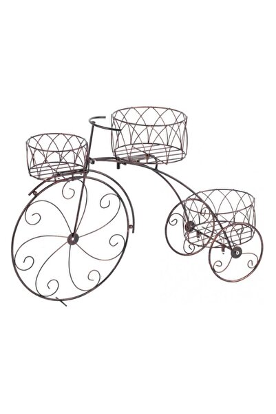 Strend Pro Suport metalic pentru flori, model bicicleta vintage, 3 ghivece, 6...