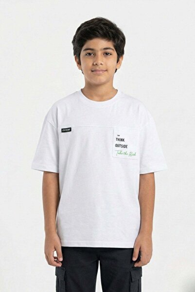 NEWKİDS Think Outside Printed Cotton Boy's T-Shirt