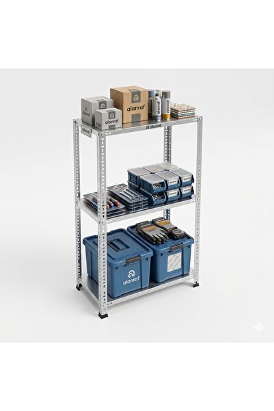 ALANRAF 3 Katlı Galvaniz Çelik Raf - Depo, Arşiv, Kiler, Dosya, Market Rafı, ...