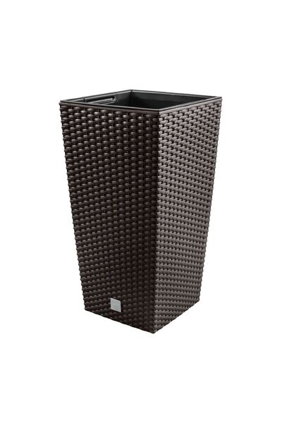 Strend Pro Ghiveci decorativ de flori, patrat 22.5x22.5x42.1 cm, imitatie rat...