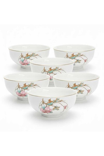 Angela Floral Charm 6-Piece Ceramic Bowl Set – White (5.5 inch)