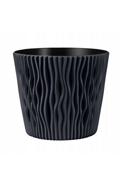 Prosperplast Ghiveci decorativ de flori, rotund, antracit, 7.9 L, 26.2x22.2 c...
