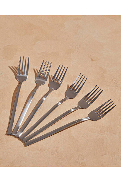 REDTAG Silver Embellished Dinner Fork Set (6 Piece)