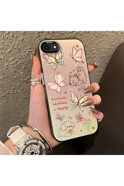 ucuc iPhone 7/8/Se 2020 2022 Compatible Hard Acrylic Back Silicone Edge Lens Protection Stylish Print Case
