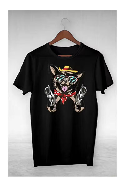 ZEMLİYA Unisex "Armed Funny Tiny Dog" Printed T-Shirt -Modern Style