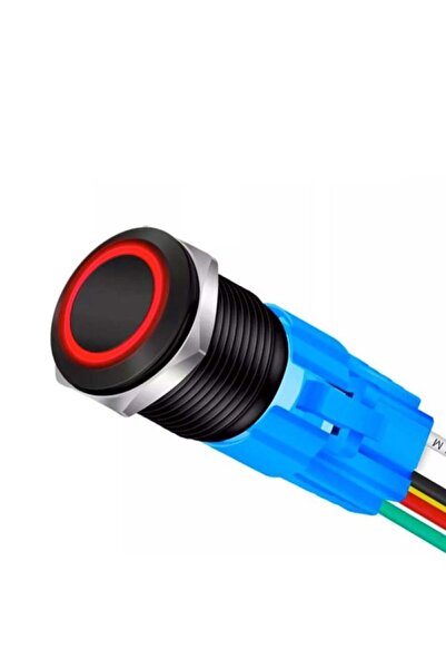 SimpluAcasa Buton Push 19mm cu Revenire ElectroAZ, LED Roșu 12V, 5A, Metal, M...