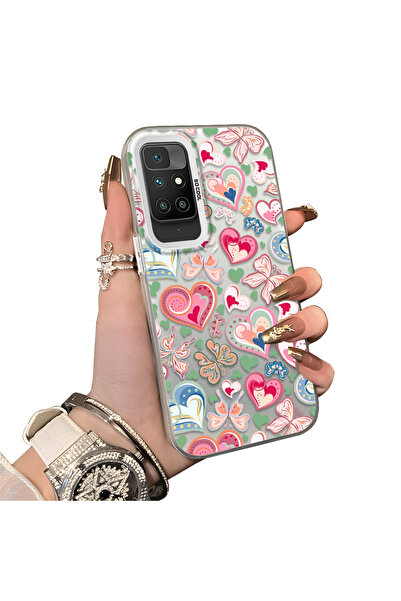 ucuc حافظة حماية من السيليكون الصلب أكريليك درجة متوافقة مع Redmi 10 4G بنمط قلب