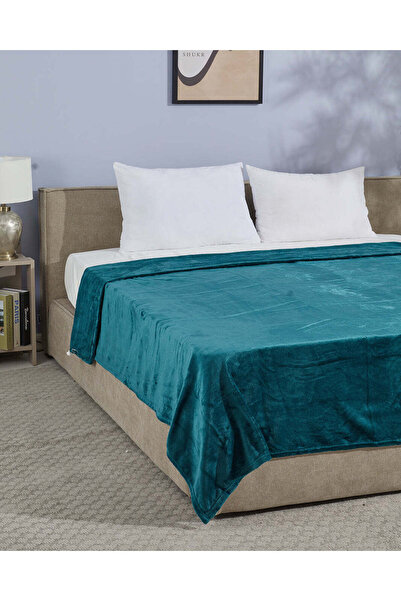 REDTAG Teal Flannel Blanket – Double Size