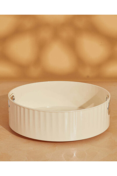 REDTAG منظم مستحضرات تجميل دوار من البلاستيك الأبيض ذو ملمس بارز