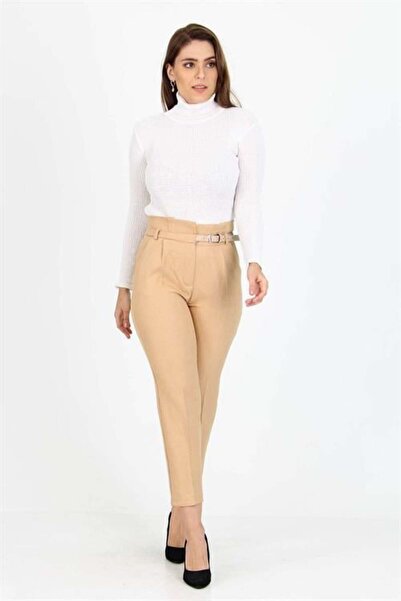 Dipmoda Women's New Season High Waist Pocketed Fabric Pants Qns014