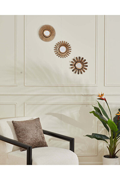 REDTAG طقم مرايا ذهبية بتصميم أشعة الشمس (3 قطع)