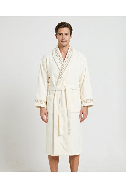 REDTAG Cream Embroidery Shawl Bathrobe (X-Large)