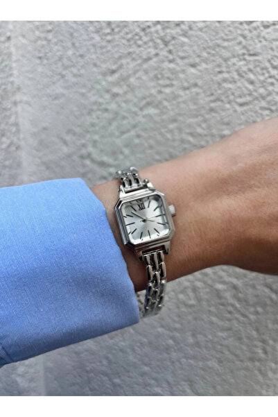naaksesuar Silver Color Square Case Classic Modern Women's Watch