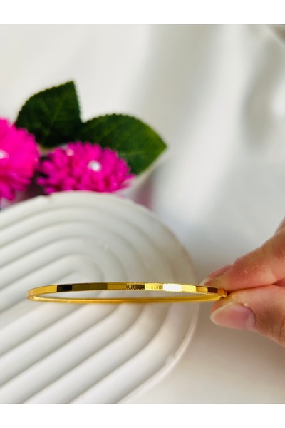 Roya Happiness 3’Lü Ajda Bilezik Altın Renk Oluklu Aynalı Başak Ajda 3 Adet F...