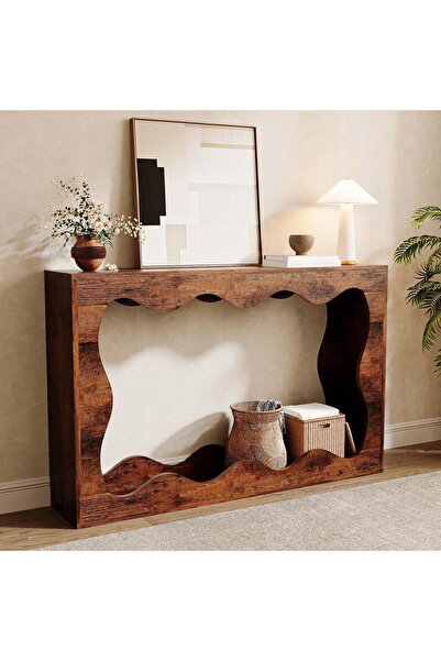VariFurnx طاولة كونسول خشبية طويلة بتصميم ريفي، مقاس 140 × 30 × 90 سم، مناسبة...